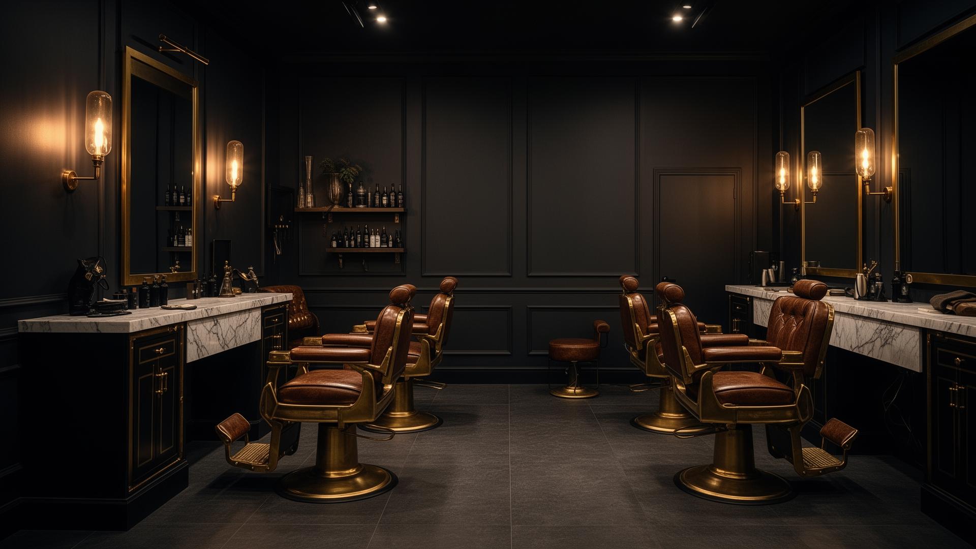 Luxury interior of Uptown Barbershop